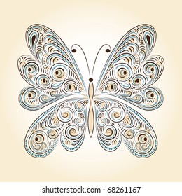 vector vintage butterfly with tracery