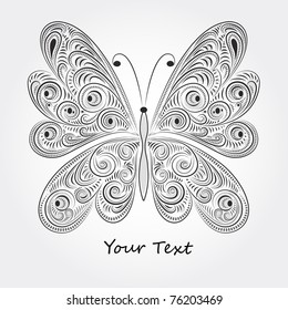vector vintage butterfly with tracery