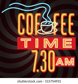 Vector vintage cafe sign, LED advertising