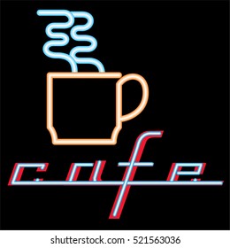 Vector vintage cafe sign, LED advertising