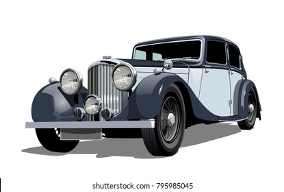 Vector vintage car. Available eps-10 vector format separated by groups with transparency effects for one-click repaint