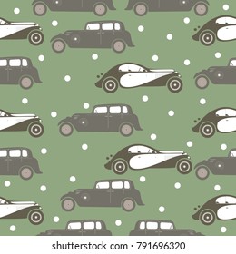 Vector vintage car with dots seamless pattern,can be used for covers,textiles and any creative design