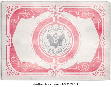 Vector. Vintage card with cracked texture. Baroque style with floral details.  Organized by layers