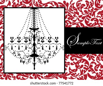 vector vintage card design with chandelier