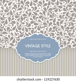 Vector vintage card with floral ornament design.