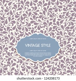 Vector vintage card with floral ornament design.