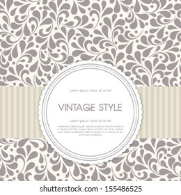 Vector vintage card with floral ornament design.