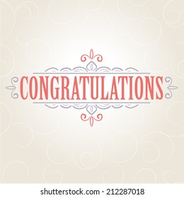 Vector Vintage Card With Floral Ornament Design. Congratulations Card