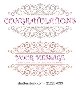 Vector vintage card with floral ornament design. Congratulations card
