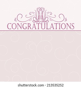 Vector vintage card with floral ornament design. Congratulations card