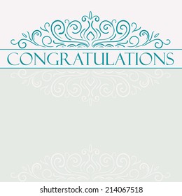 Vector vintage card with floral ornament design. Congratulations card