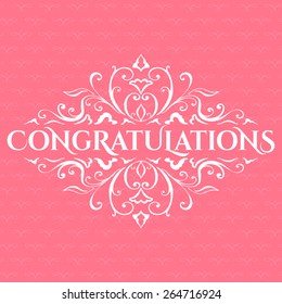 Vector vintage card with floral ornament design. Congratulations card 