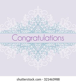 Vector vintage card with floral ornament design. Congratulations card