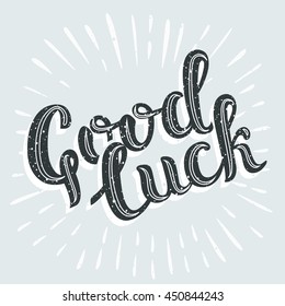 Vector vintage card with lettering Good luck comic strip text