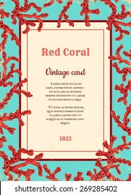 Vector vintage card with red corals