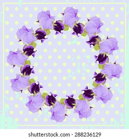 vector vintage card with wreath with irises