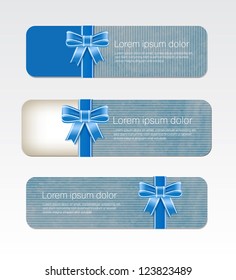 Vector vintage cardboard / old paper banners with silky bow knots