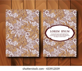 Vector  vintage cards in mehndi style. Invitation, cards with henna mehndi elements. Design template. Vector illustration.