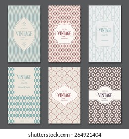 Vector vintage cards templates. Frames and backgrounds, banner, book cover, brochure design. Abstract Seamless pattern inside clipping mask.