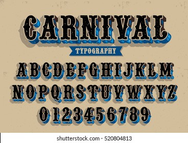 Vector Of Vintage Carnival Font And Alphabet