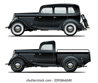 Vector vintage cars set. Available eps-10 vector format separated by groups and layers