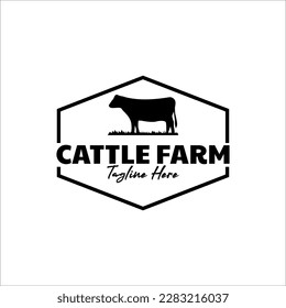 Vector vintage cattle animal farm logo design concept illustration idea
