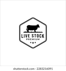 Vector vintage cattle animal farm logo design concept illustration idea