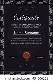 Vector vintage certificate with silver ornament, luxury. With the hologram of a flower.