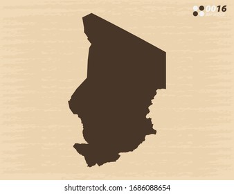 Mapa vectorial de Chad sobre viejos antecedentes de papel.
