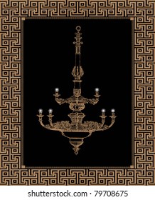 vector vintage chandelier card (chandelier was taken from Styles of Ornament - A Speltz (1923))