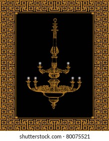 vector vintage chandelier card (chandelier was taken from Styles of Ornament - A Speltz (1923))