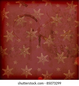 Vector Vintage Christmas background with golden snowflakes and place for your text