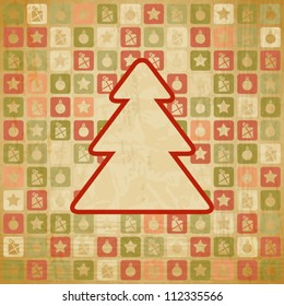 Vector vintage Christmas background in retro style.