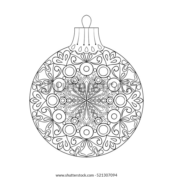 vector vintage christmas ball tree zentangle stock vector