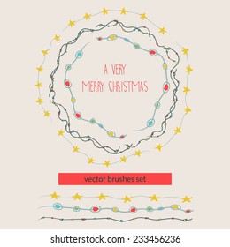 Vector vintage Christmas brushes set