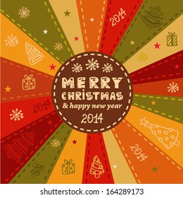 Vector Vintage Christmas Card for Holiday Design.