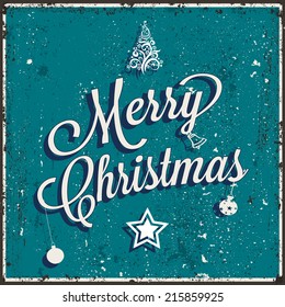 Vector vintage Christmas card. Texture effects can be turned off. Red background included.