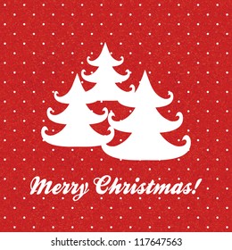 Vector vintage Christmas card with christmas trees