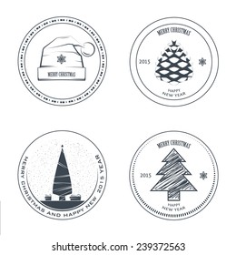 Vector vintage  Christmas labels, badges and design elements