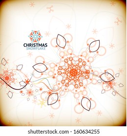 Vector vintage christmas snowflake card