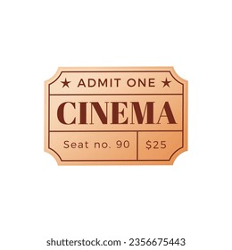 Vector vintage cinema ticket on white background