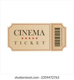 Vector vintage cinema ticket on white.