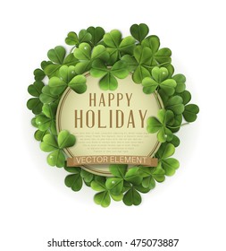 vector vintage circle with space for text in a frame of shamrocks. on a white background (element for design) for the holiday st.Patrick