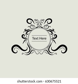 Vector vintage circle with text. Circle paper frame with Baroque pattern and retro decorations
