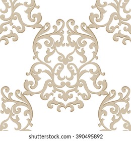 Vector Vintage Classic Damask Pattern element Imperial style. Ornate floral ornament for fabric, textile, design, wedding invitations, greeting cards, wallpaper. Gold color 