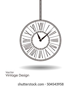 Vector vintage clock dial. Classic antique watch isolated. Ancient retro timer design. Traditional silhouette. Old graphic timer object design. Elegant sign