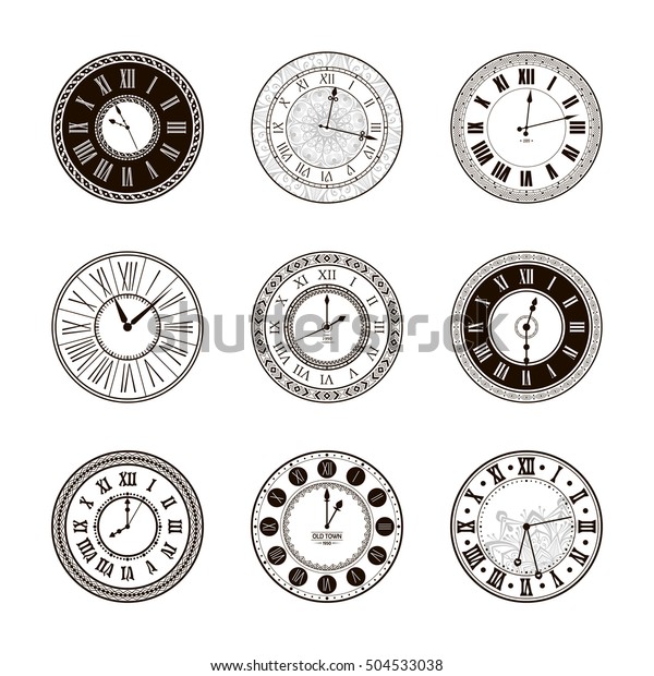 Vector Vintage Clock Dials Set Classic Stock Vector (Royalty Free ...