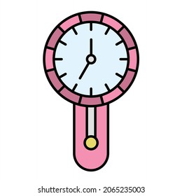 Vector Vintage Clock Filled Outline Icon Design
