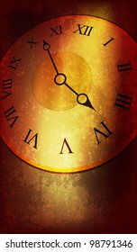 vector vintage clock on grunge wall, eps10 vector, gradient mesh and transparency used, raster version available