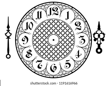 Vector vintage clock on white . Illustration clip art